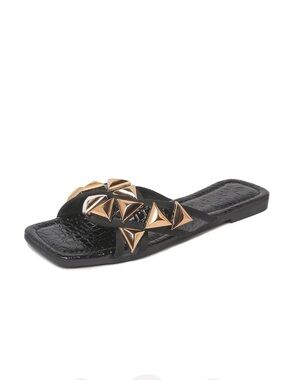 Black Stud Slide Sandals